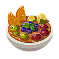 Fruta salteada con durian vivaz